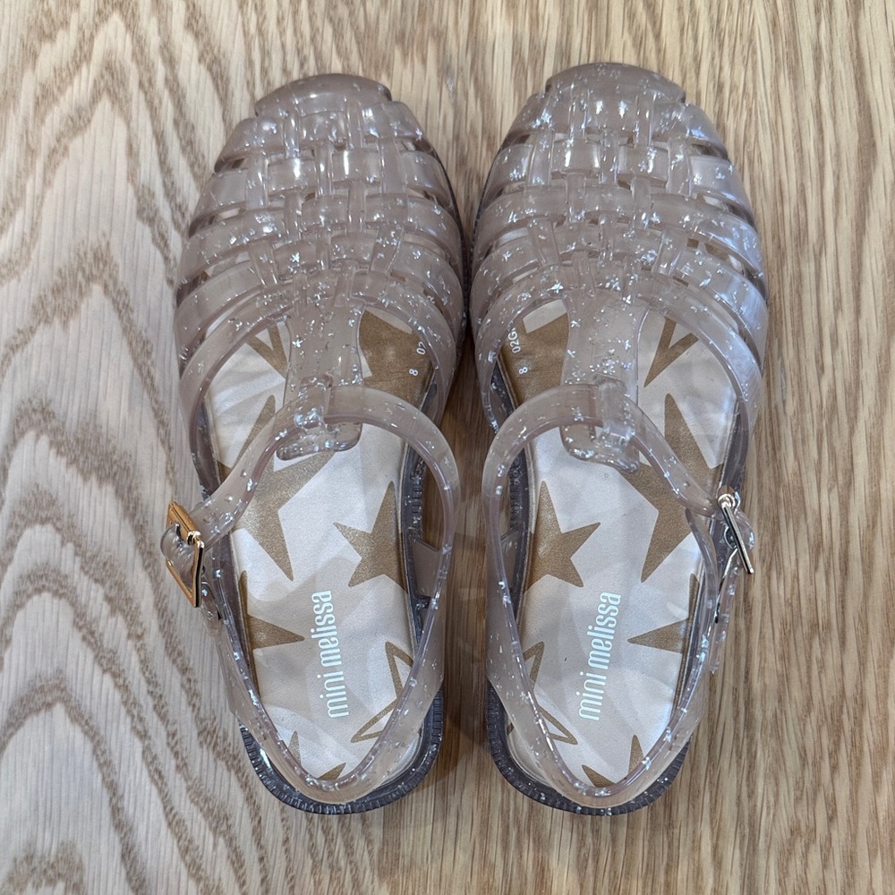 Mini Melissa Kids' Glitter Jelly Sandals - Tan